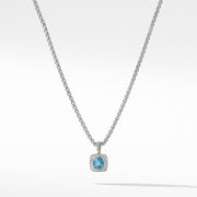 Pendant Necklace with Blue Topaz and Diamonds