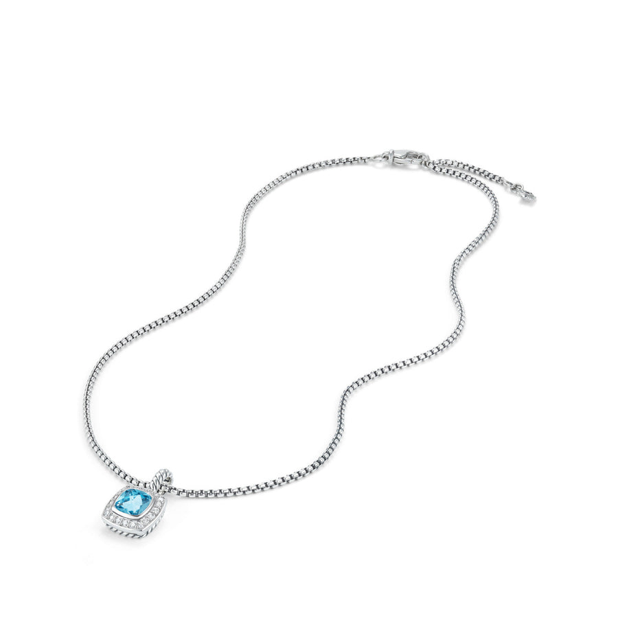 Pendant Necklace with Blue Topaz and Diamonds