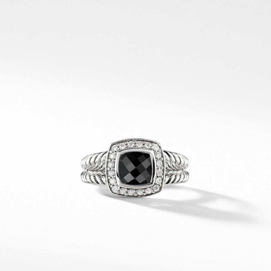 Petite Albion Ring with Black Onyx and Diamonds