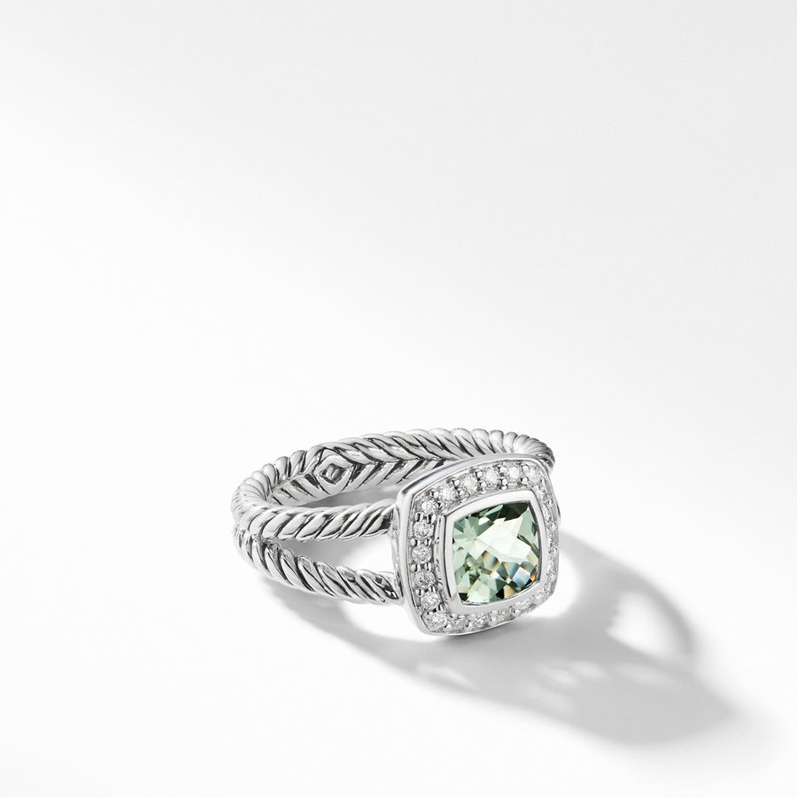 Petite Albion Ring with Prasiolite and Diamonds