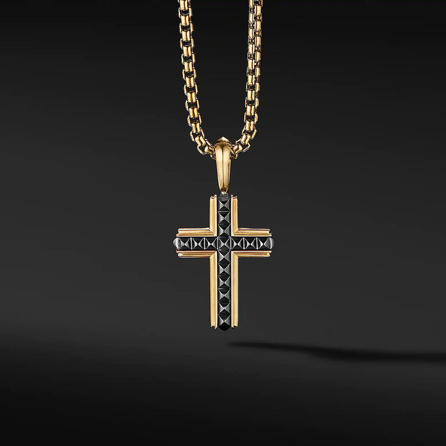 Pyramid Cross in 18K Yellow Gold with Black Titanium