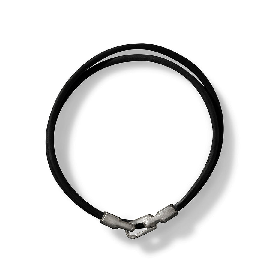 DAVID YURMAN Streamline Double Wrap Black Leather Bracelet