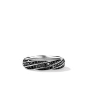 Cable Edge? Band Ring in Recycled Sterling Silver with Pave Black Diamonds