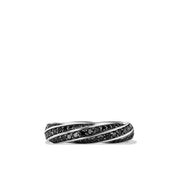 Cable Edge? Band Ring in Recycled Sterling Silver with Pave Black Diamonds