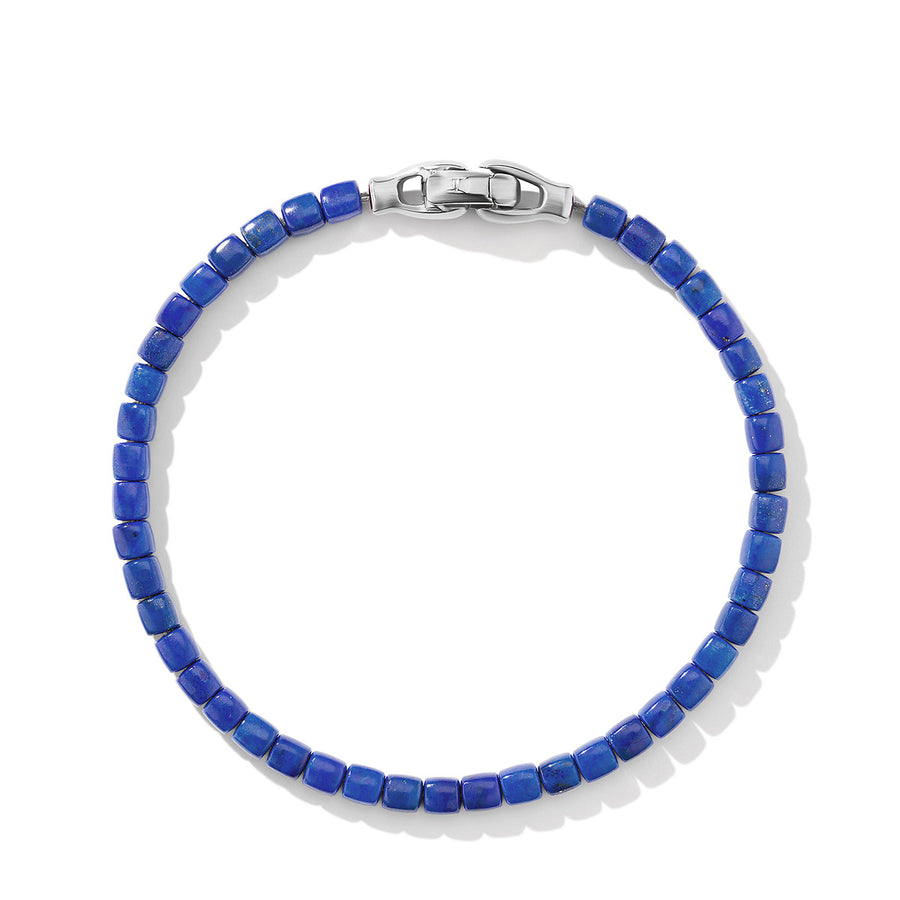 Spiritual Beads Cushion Bracelet in Sterling Silver with Lapis