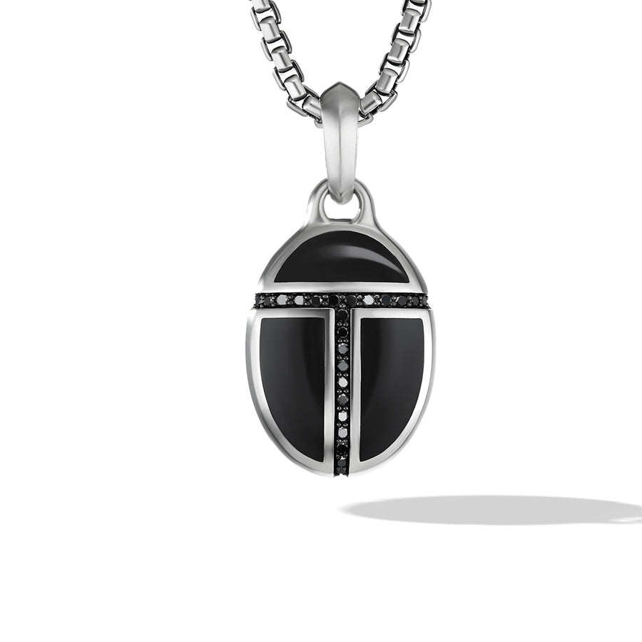 Cairo Amulet in Sterling Silver with Black Onyx and Pave Black Diamonds
