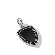 Shield Amulet in Sterling Silver with Black Onyx and Pave Black Diamonds