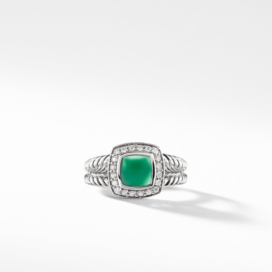 Petite Albion Ring with Green Onyx and Diamonds