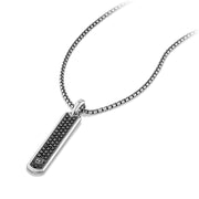 Pave Tag with Black Diamond in Silver