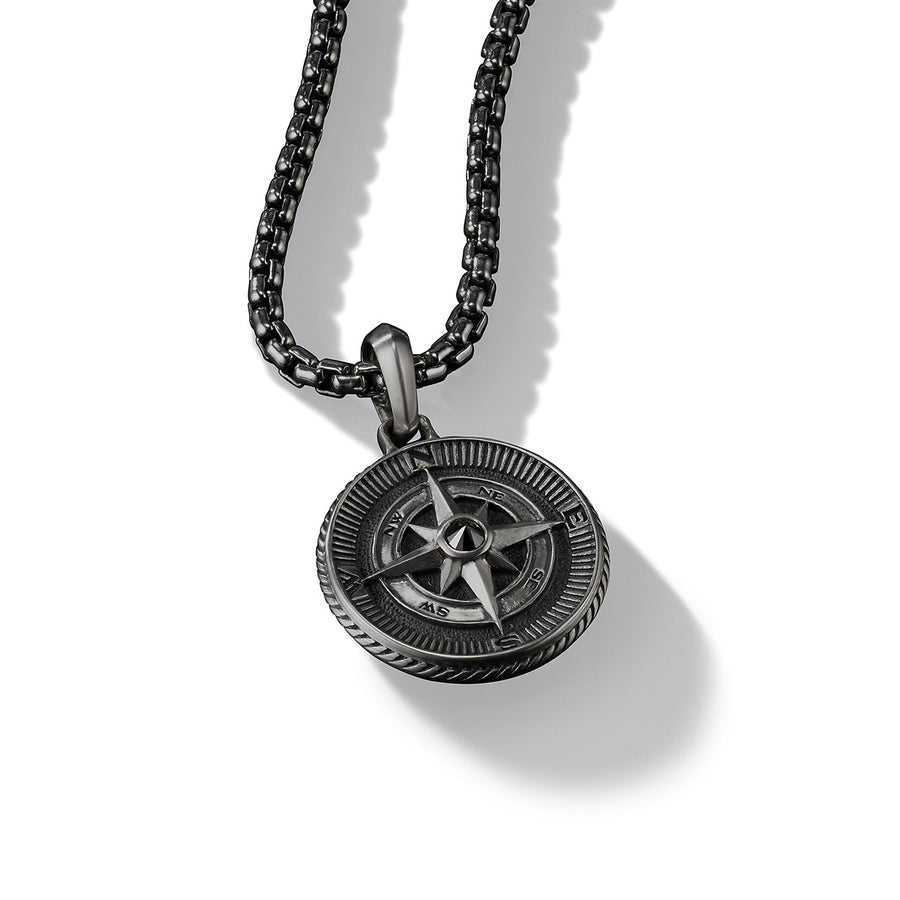 Maritime Compass Amulet with Black Diamond