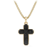 Forged Carbon Cross Tag with 18K Gold, 31.5mm