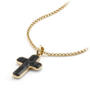 Forged Carbon Cross Tag with 18K Gold, 31.5mm