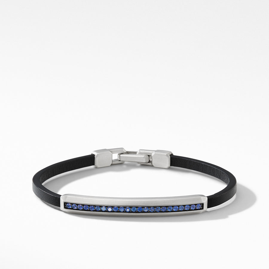 Pave Leather ID Bracelet with Sapphires