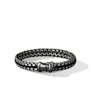 Woven Box Chain Bracelet in Sterling Silver with Black Nylon