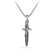 Waves Dagger Amulet with Black Diamonds