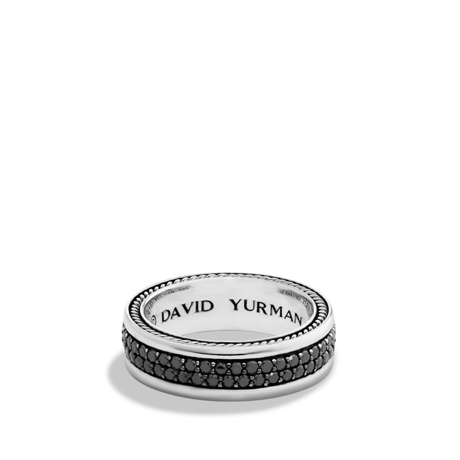 Streamline Pave Band in Sterling Silvering Silver with Black Diamonds