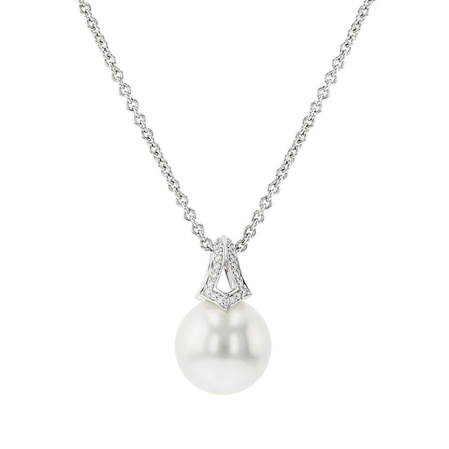 White South Sea Cultured Pearl and Diamond Pendant