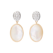 18K Yellow Gold Siviglia Mother of Pearl and Diamond Two Drop Earrings
