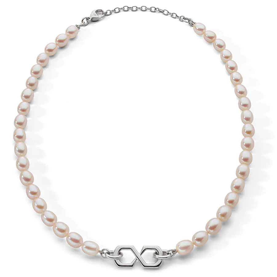 "Symbol" Pearl Infinity Necklace, 18in