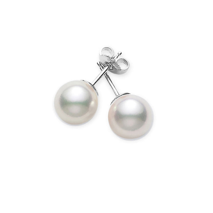 Akoya Cultured Pearl Stud Earrings in 18K White Gold