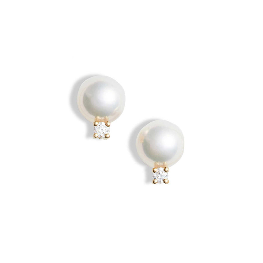 Akoya Pearl Diamond Stud Earrings