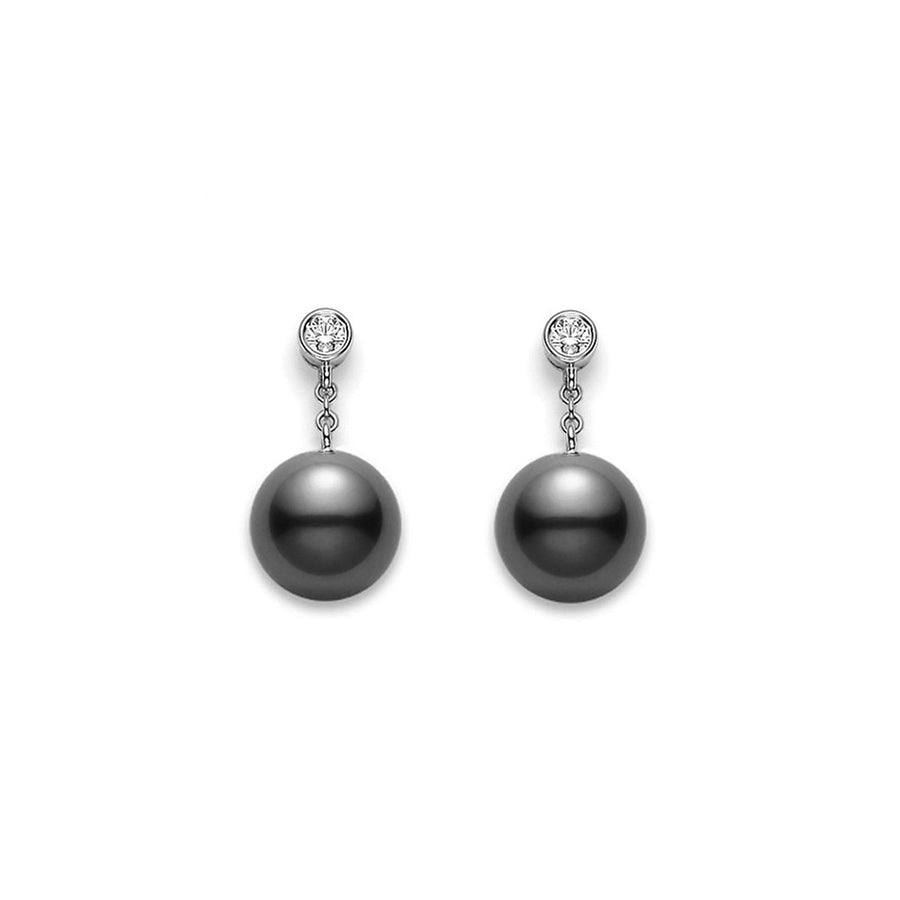 Black South Sea Cultured Pearl And Diamond Drop Earrings