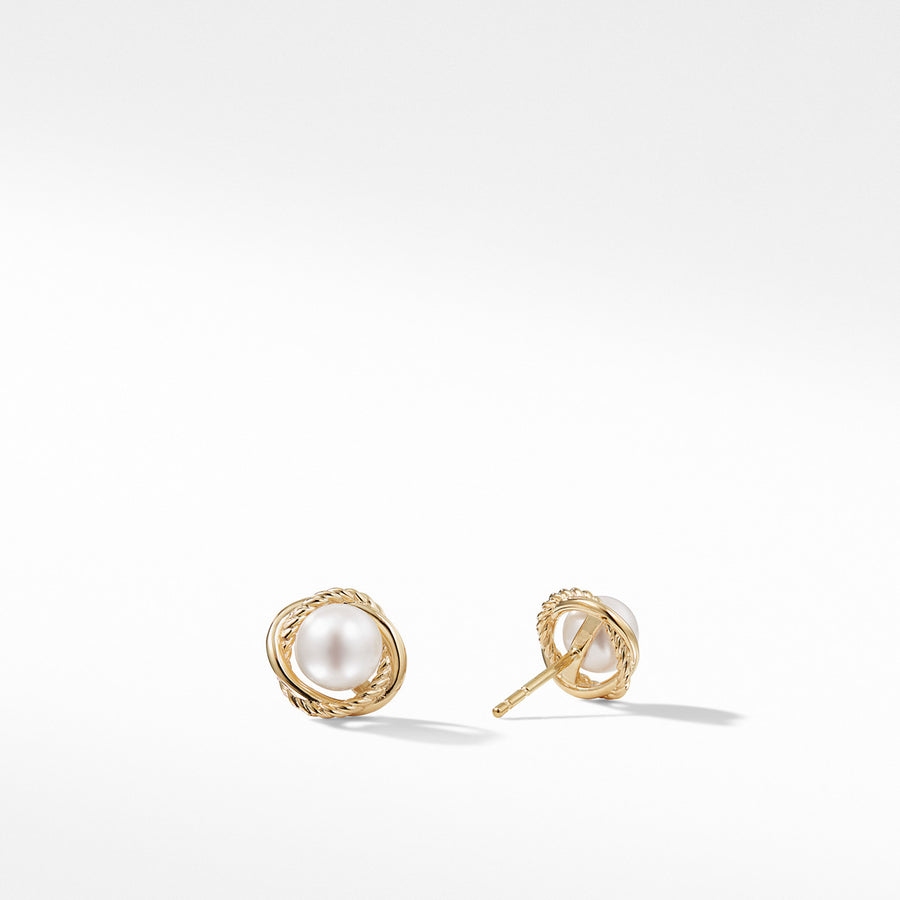 Infinity Earrings with Pearls in Gold