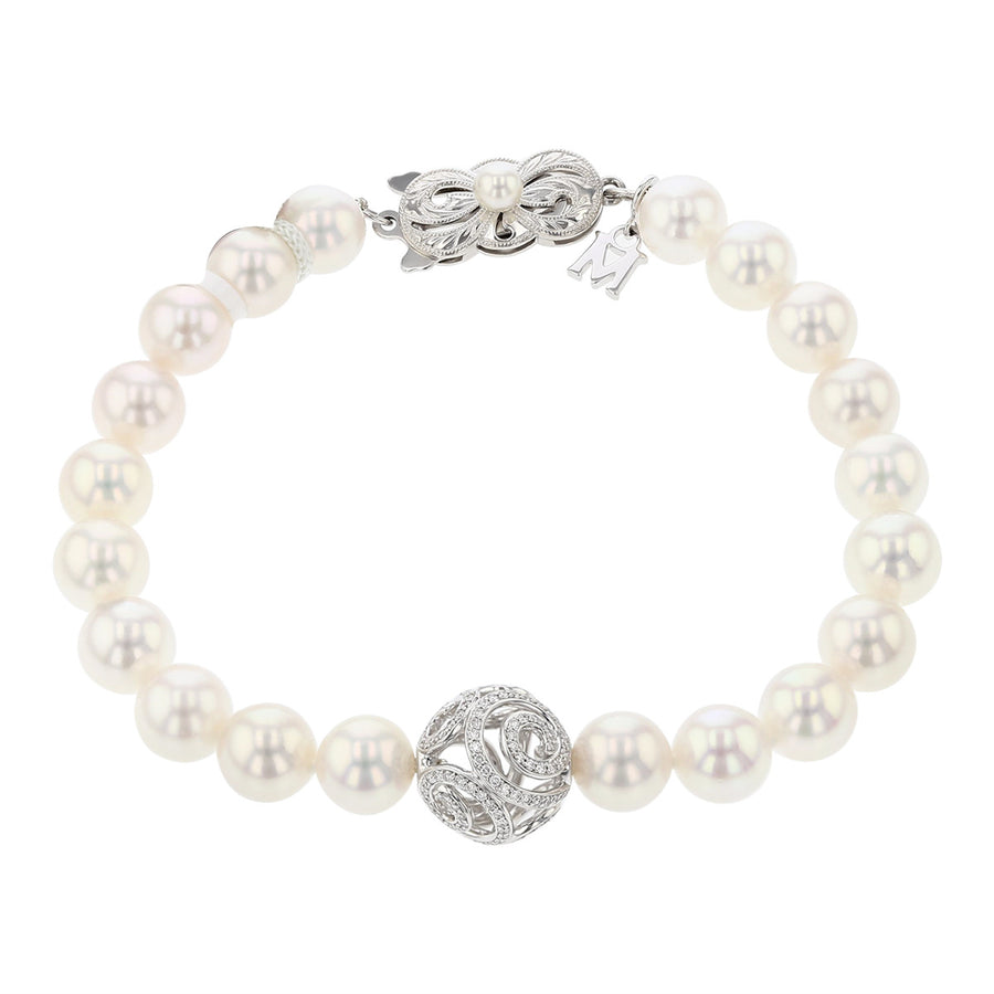 Akoya Pearl and Diamond Classic Embrace Bracelet