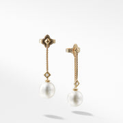 Solari Drop Earrings in 18k Gold with Diamonds and South Sea White Pearl