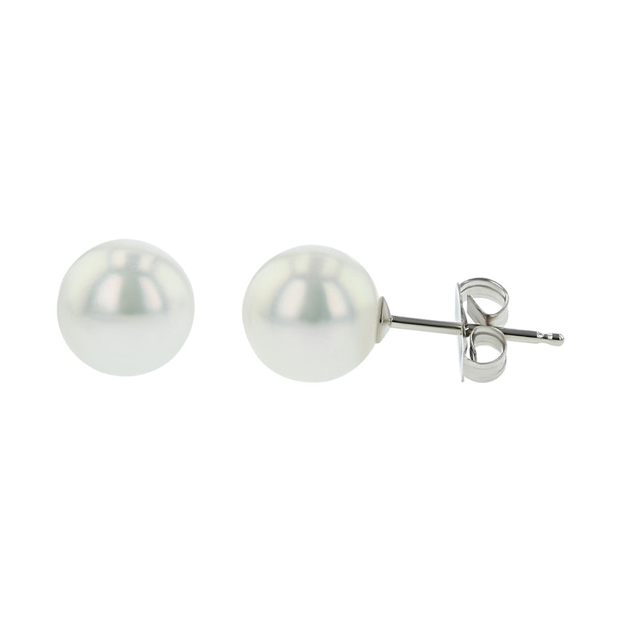 14K White Gold Cultured Pearl Stud Earrings