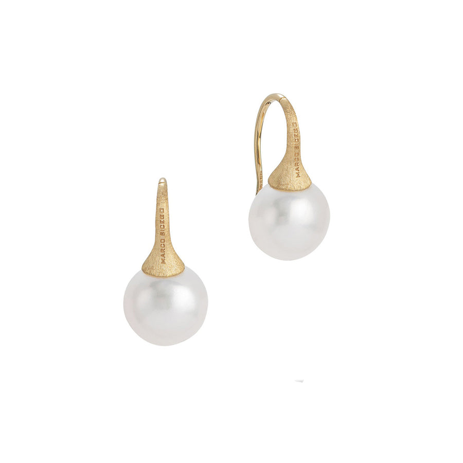 18K Yellow Gold and Pearl French Wire Earrings