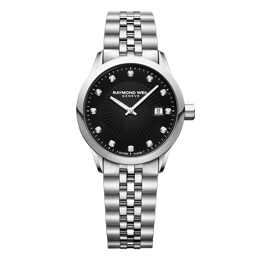 Diamond Black Steel Quartz Watch
