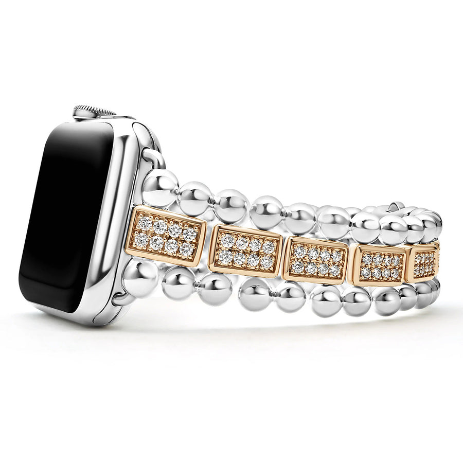 18K Rose Gold and Sterling Silver Full Diamond Watch Bracelet