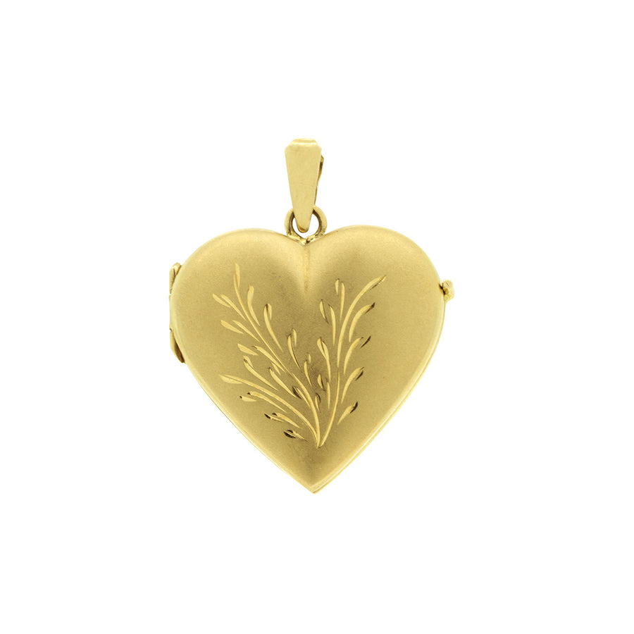 18K Yellow Gold Engraved Heart Locket