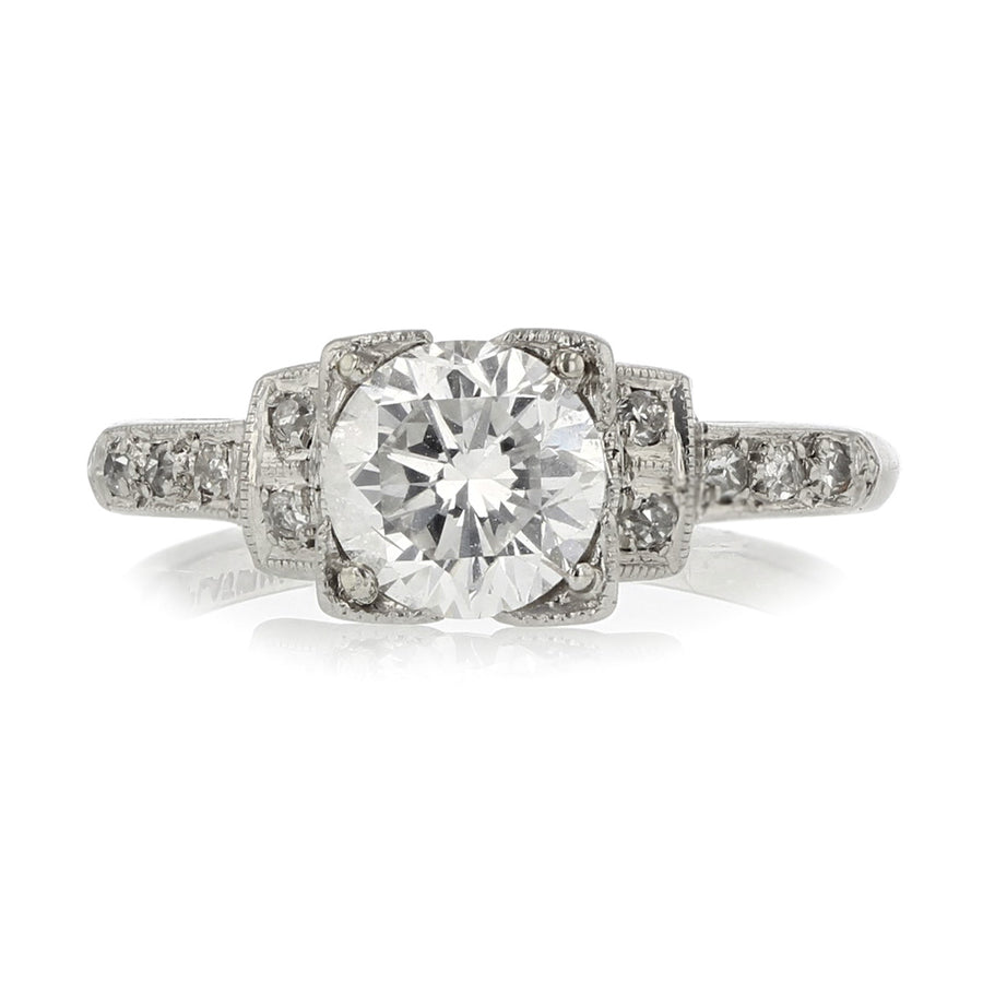 1930s Platinum 1.10 Carat Diamond Engagement Ring
