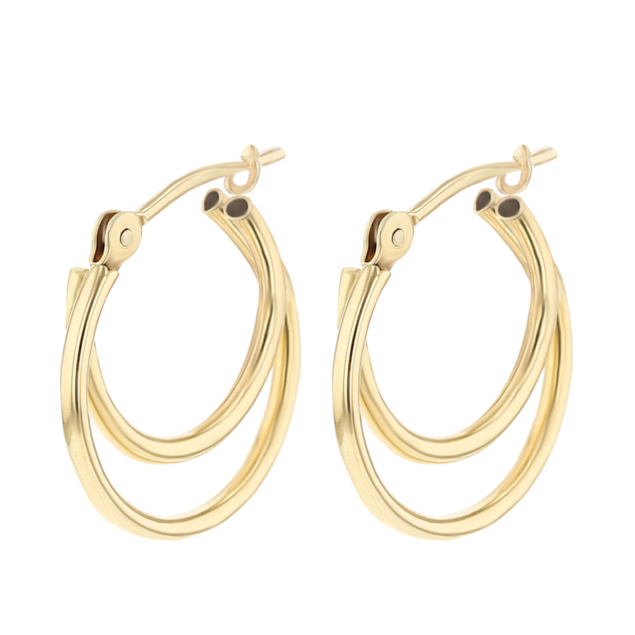 14K Yellow Gold Small Double Hoop Earrings
