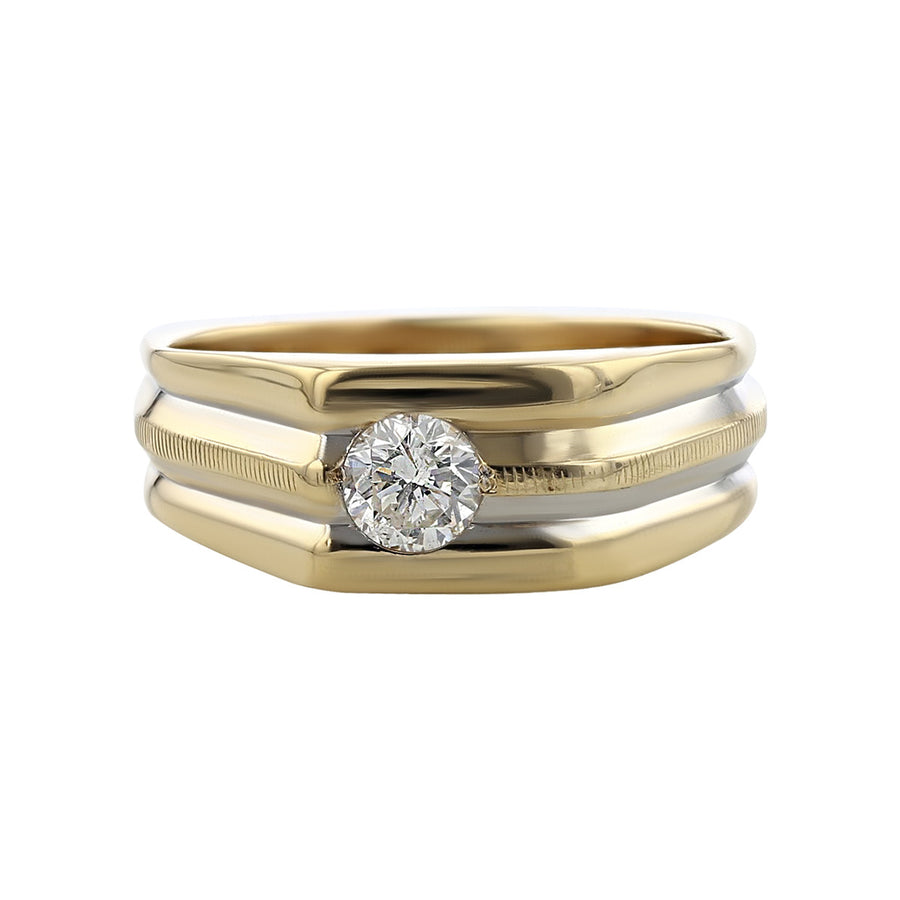Two-Tone 14K Gold Diamond Gentleman's Ring