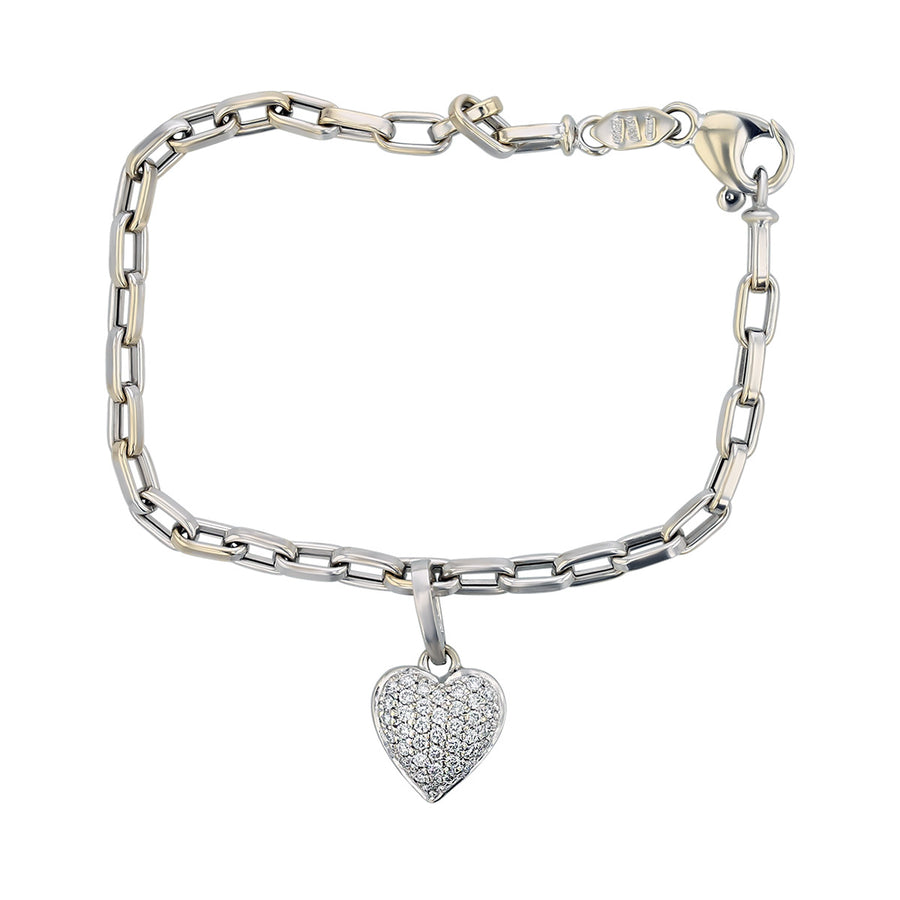 Roberto Coin 18K Diamond Heart Charm Link Bracelet