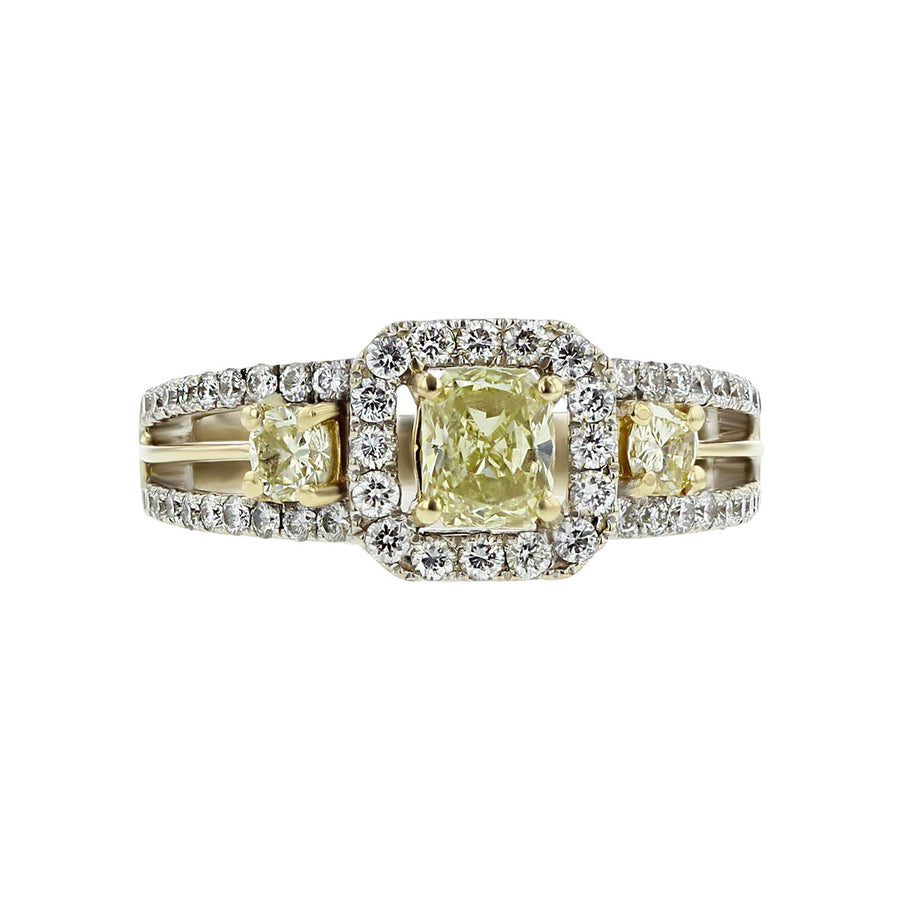 18K White Gold Yellow Diamond Engagement Ring