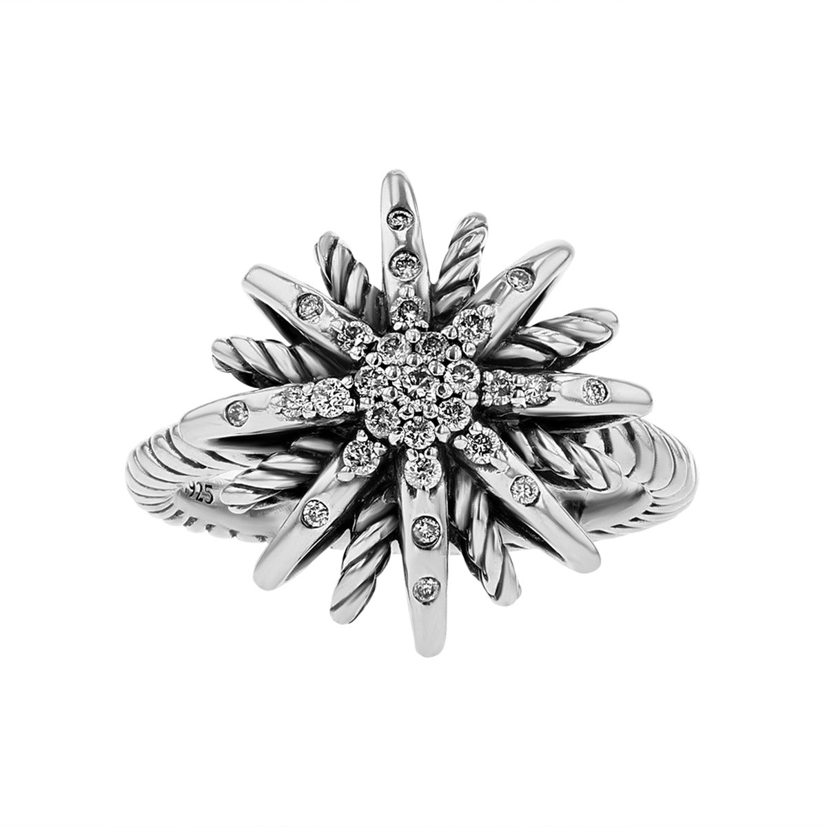 David Yurman Silver Diamond Starburst Ring Schiffman s Jewelers