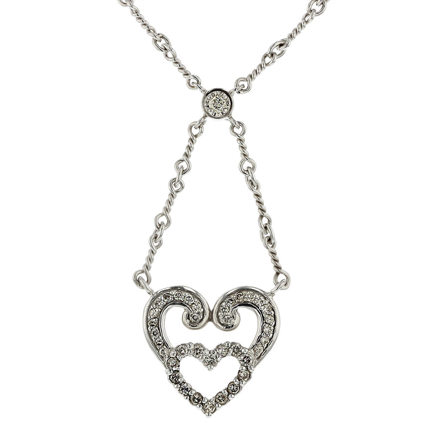 14K Gold Diamond Open Heart 16-Inch Necklace