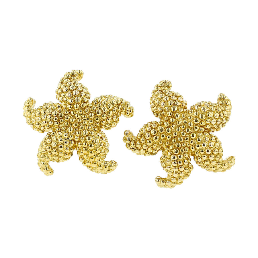 14K Yellow Gold Starfish Stud Earrings