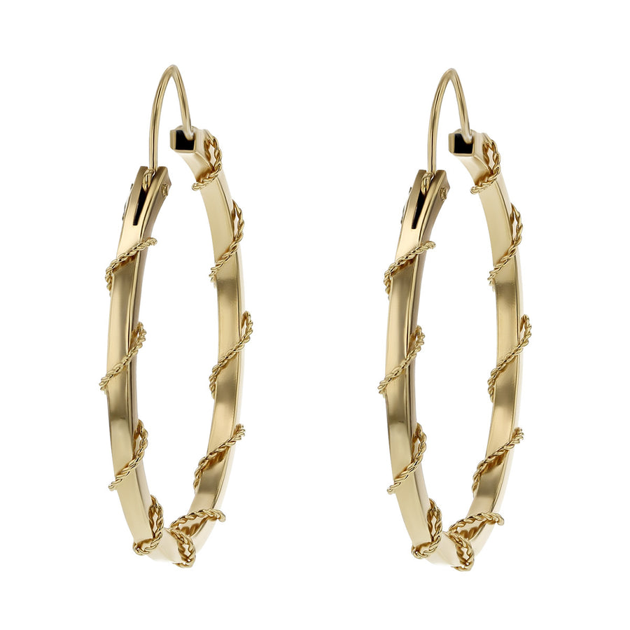14K Yellow Gold Twisted Wire Hoop Earrings