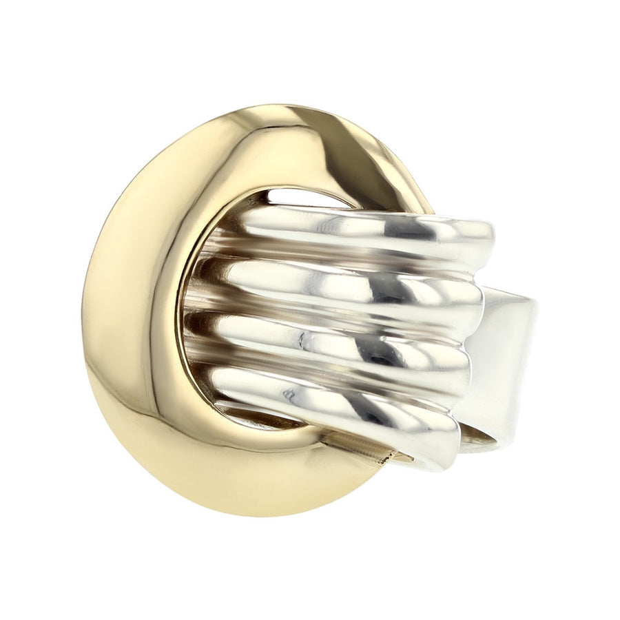 Sterling Silver and 14K Gold Buckle Ring