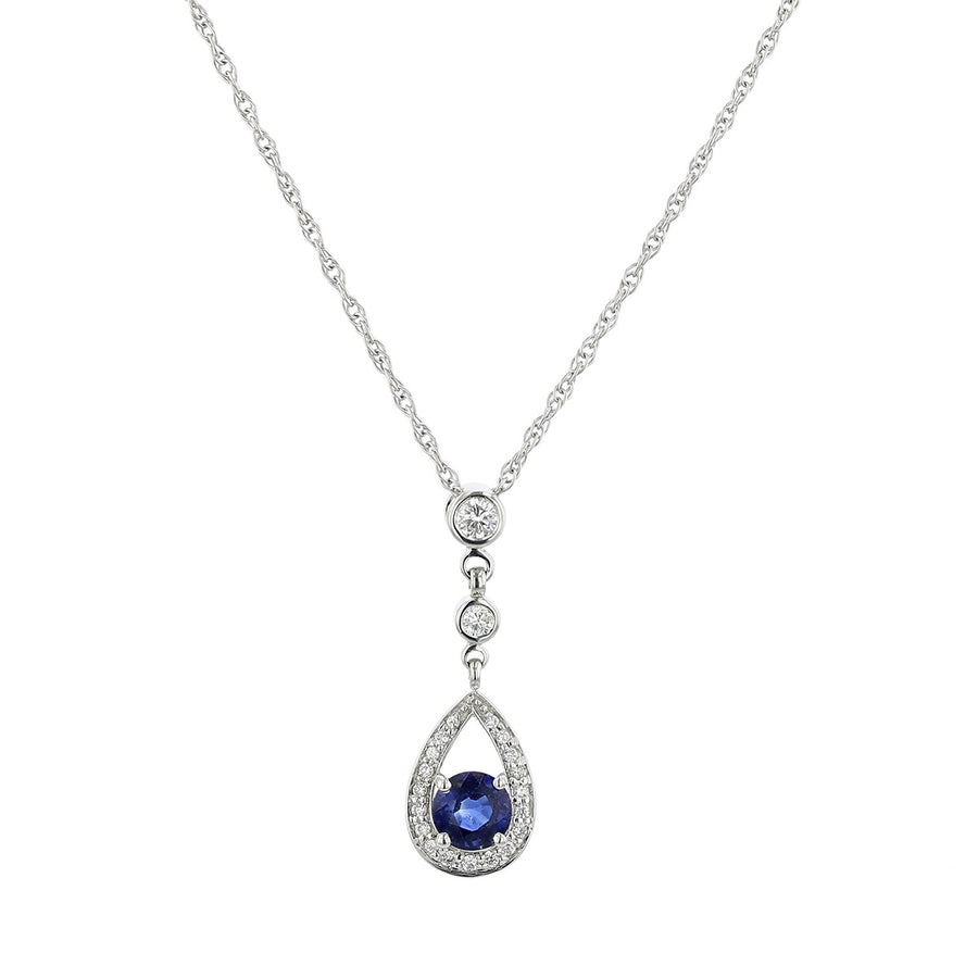 Pear-Shaped Pendant with Sapphire and Diamond Halo