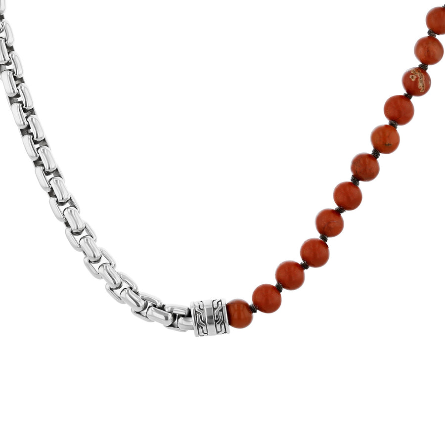 John Hardy Sterling Silver and Carnelian Bead Necklace