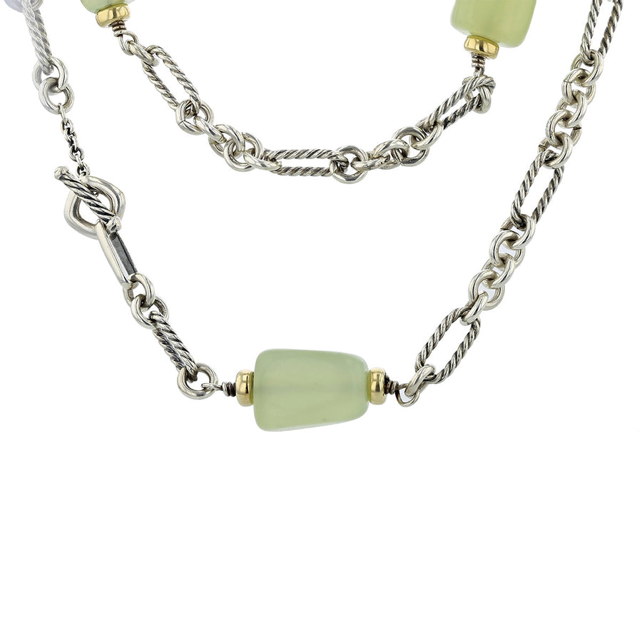 David Yurman Silver and 18K Chalcedony Cable Necklace