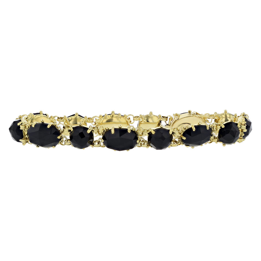 18K Faceted Black Onyx Link 7-Inch Bracelet