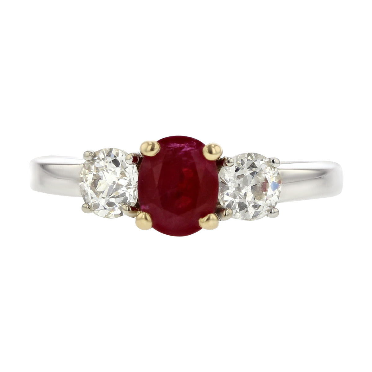 Lab-Grown Ruby and Lab Diamond Three Stone Ring | Angara