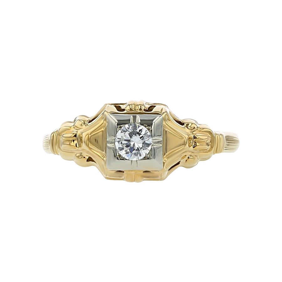Mid-Century 10K Yellow Gold Diamond Engagement Ring